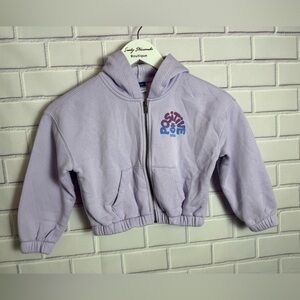 Old Navy Cropped Hoodie Lavender "Positive Vibe" - girls Size XS/5